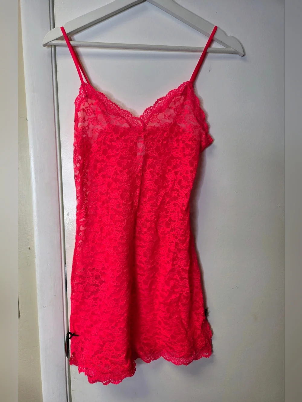Victoria’s Secret Vintage Neon Pink Floral Lace Slip Dress Size S